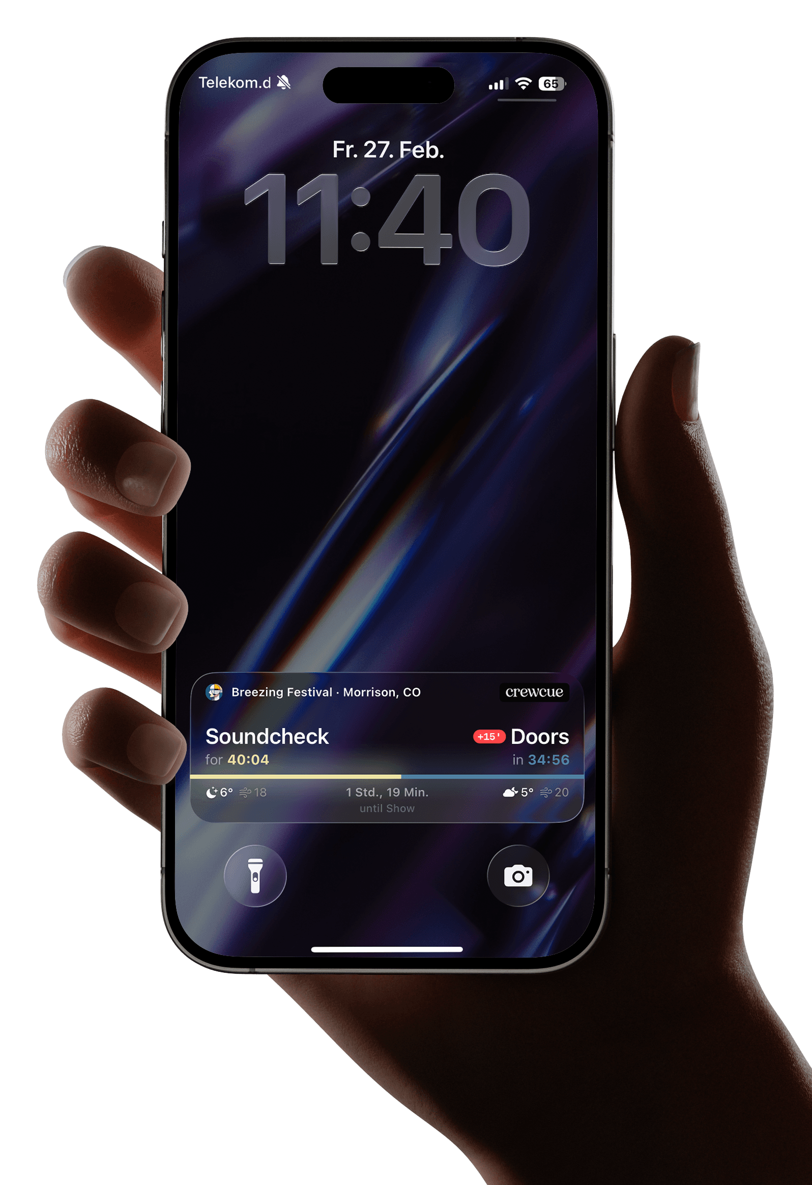 CrewCue Live Activity auf dem iPhone Sperrbildschirm