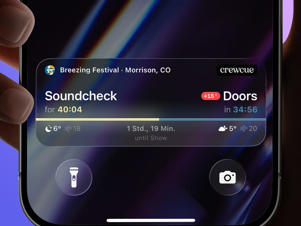 CrewCue Live Activity on iPhone